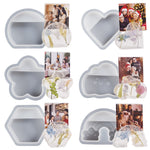 2 Stück Visitenkartenhalter Fotoclipform DIY Kristallkleber Harzform, Halbkreis 003, Blume 004, Herzform 001, Sechseck 002, Wolken 005, Regenbogen 006