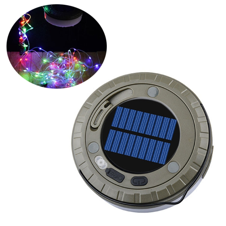 Solar-LED-Campinglampe mit Typ-C-Ladeanschluss und farbigen Lichterketten, 10m warmfarbiges Licht, 10m einzelnes warmes Licht