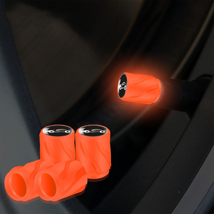 4pcs /Set Luminous Car Motorcycle Tire Modified Valve Cap, Orange Red White Skull, Orange Red Black Flag, Orange Red Red Skull, Orange Red Sports Car, Pink White Skull, Pink Black Flag, Pink Red Skull, Pink Sports Car, Yellow White Skull               ...