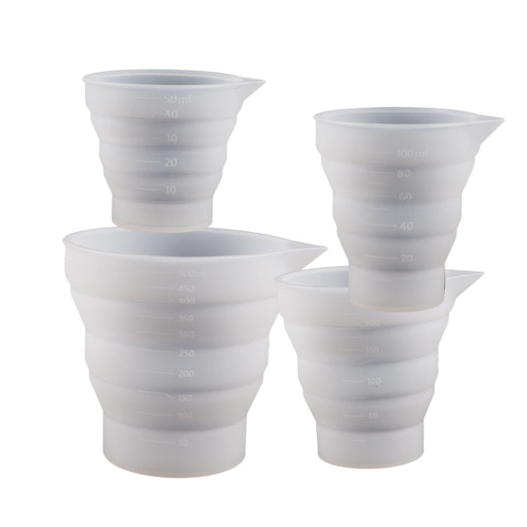 Faltbarer DIY Epoxidharz Messbecher Silikonform Kerzen-Gips-Kleber-Mischbecher, 5 Stück 50 ml, 5 Stück 100 ml, 2 Stück 250 ml, 2 Stück 500 ml