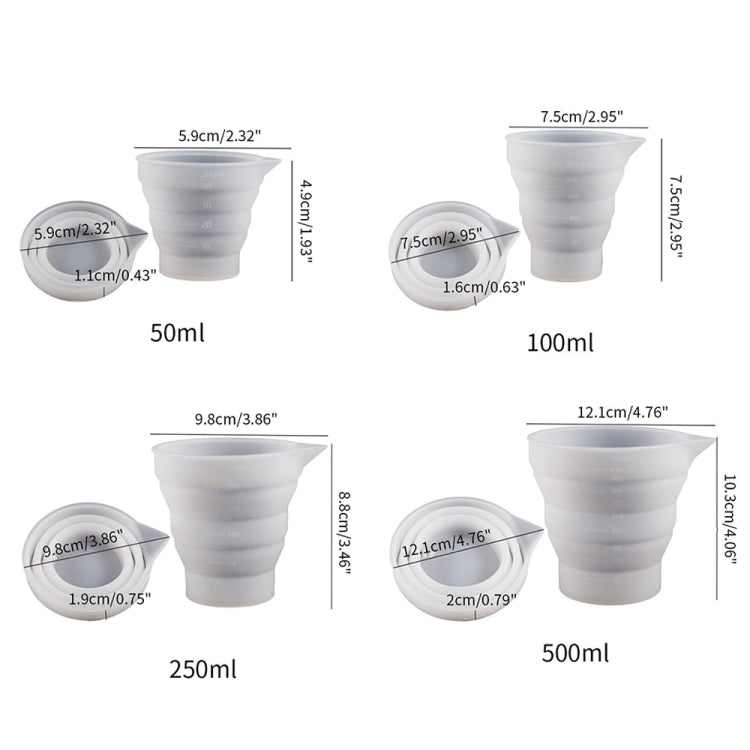 Faltbarer DIY Epoxidharz Messbecher Silikonform Kerzen-Gips-Kleber-Mischbecher, 5 Stück 50 ml, 5 Stück 100 ml, 2 Stück 250 ml, 2 Stück 500 ml