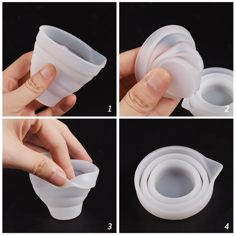 Faltbarer DIY Epoxidharz Messbecher Silikonform Kerzen-Gips-Kleber-Mischbecher, 5 Stück 50 ml, 5 Stück 100 ml, 2 Stück 250 ml, 2 Stück 500 ml