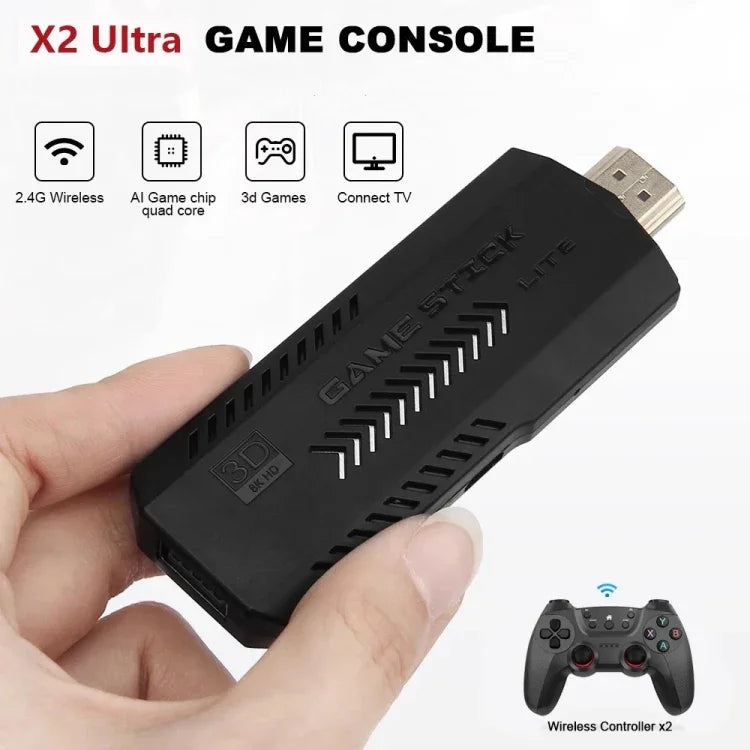 X2 Ultra Videospielkonsole im Stick-Format mit 2,4-GHz-Doppel-Funkcontroller, 64 GB, 128 GB, 256 GB