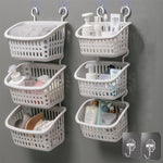 Kunststoff-Hängekorb mit Haken Küchenaufbewahrung Ablaufkorb Regal Badezimmer-Organizer, Klein Grau, Klein Beige, Groß Grau, Groß Beige