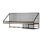 Haushalt Großer wandmontierter Organizer ohne Bohren, Schwarzes Basismodell, Schwarze Holzkugel mit Taschentuchbox