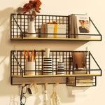 Haushalt Großer wandmontierter Organizer ohne Bohren, Schwarzes Basismodell, Schwarze Holzkugel mit Taschentuchbox