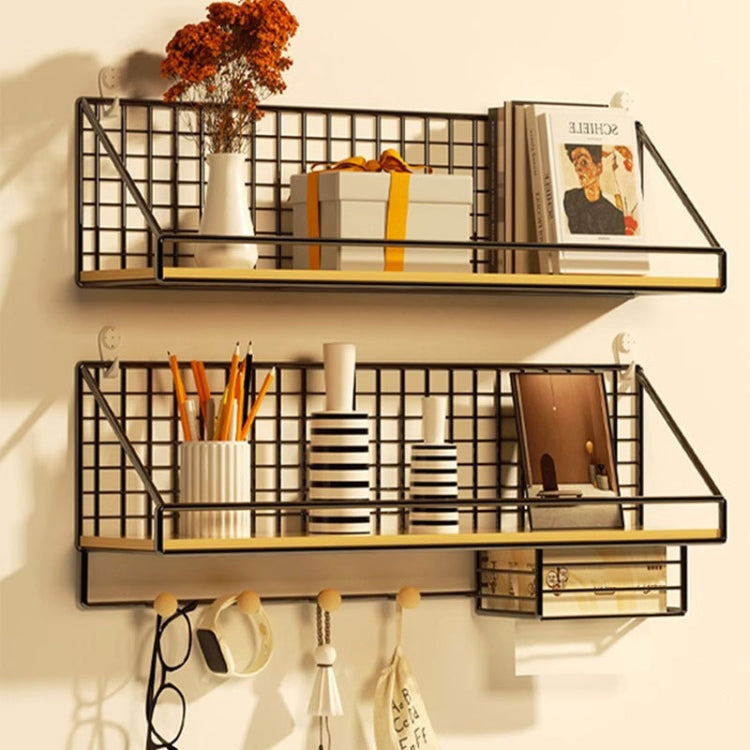 Haushalt Großer wandmontierter Organizer ohne Bohren, Schwarzes Basismodell, Schwarze Holzkugel mit Taschentuchbox