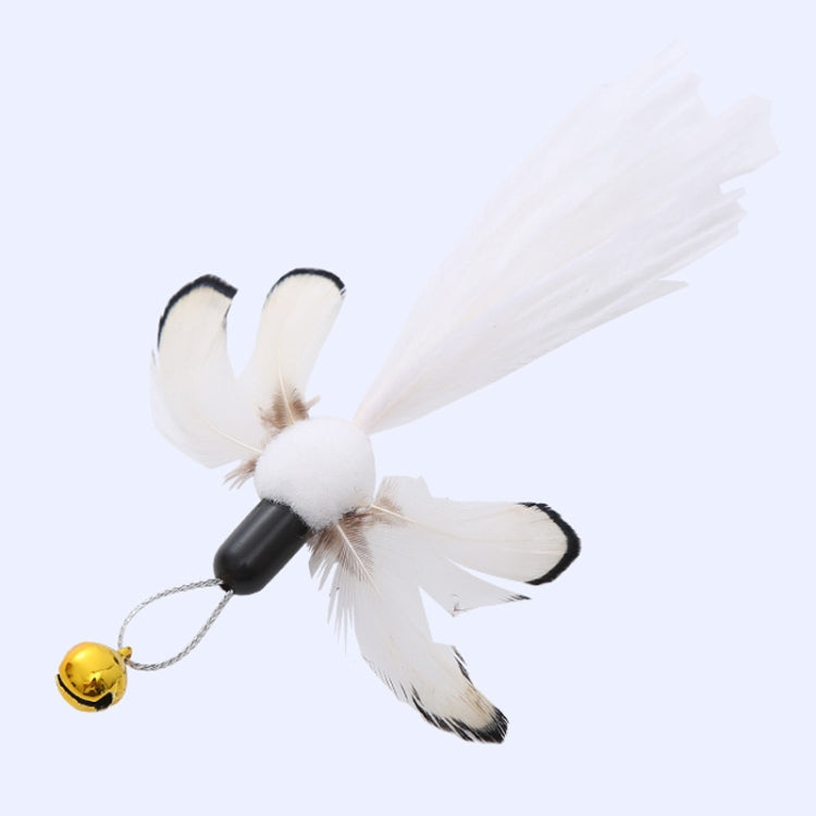 Katzenspielzeug mit simulierten Insektenfedern, Ersatzkopf, Glöckchen, schwarz-brauner Schmetterling, schwarzer Paillettenkäfer, weißschwänziger Käfer, braune Hühnerfeder