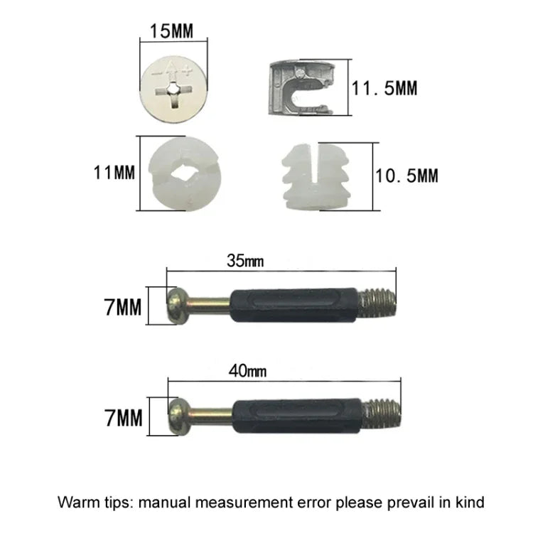 3-in-1 Schraubverbinder Möbelverbinder Exzenter Radmutter Befestigung, 10 Stück 40mm, 10 Stück 35mm