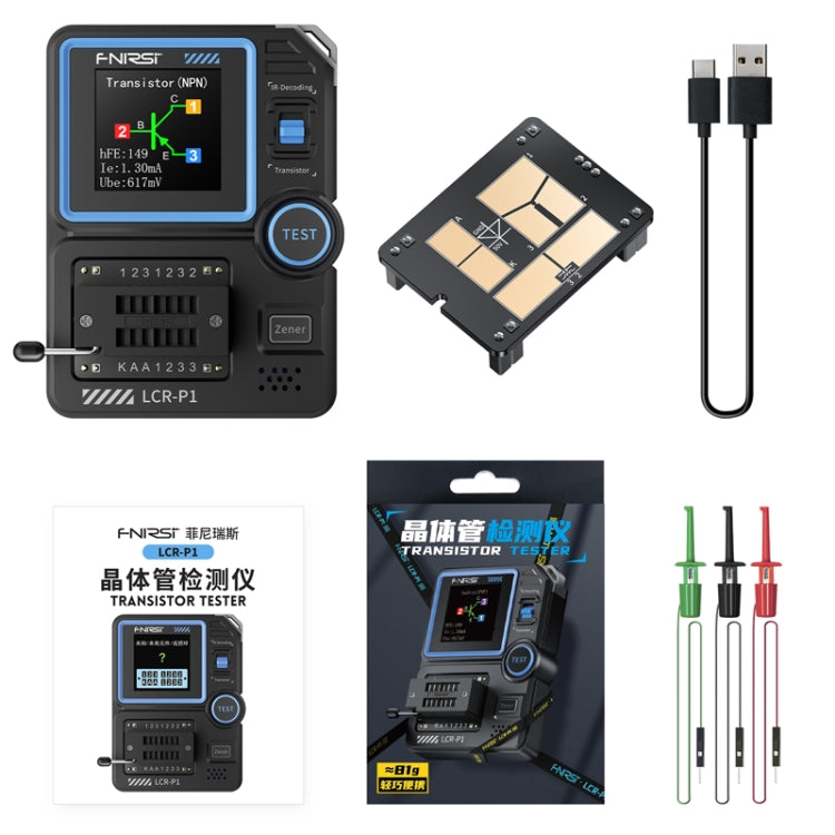 FNIRSI LCR-P1 Transistortester Multifunktionales Elektronisches Bauteilprüfgerät, LCR-P1