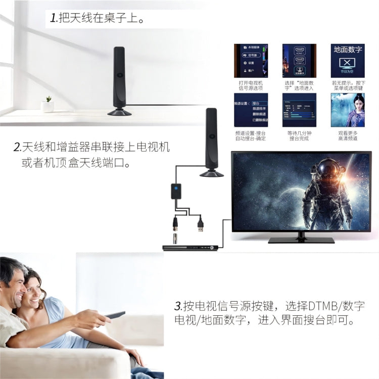 4K 1080P Digitale TV-Antenne für Innenräume für lokale Sender, 80 km Reichweite mit Verstärker, Signal Booster, 80 km 20dBi HDTV-T2