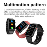 Smartwatch mit Ringfunktion, EKG, Temperaturanzeige, Herzfrequenzmessung, Blutdruckmessung, Bluetooth-Sprachausgabe, erhältlich in Schwarz (Silikon), Rot (Silikon), Blau (Silikon), Schwarz (Leder) und Braun (Leder).