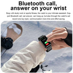 Smartwatch mit Ringfunktion, EKG, Temperaturanzeige, Herzfrequenzmessung, Blutdruckmessung, Bluetooth-Sprachausgabe, erhältlich in Schwarz (Silikon), Rot (Silikon), Blau (Silikon), Schwarz (Leder) und Braun (Leder).