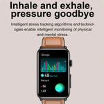 Smartwatch mit Ringfunktion, EKG, Temperaturanzeige, Herzfrequenzmessung, Blutdruckmessung, Bluetooth-Sprachausgabe, erhältlich in Schwarz (Silikon), Rot (Silikon), Blau (Silikon), Schwarz (Leder) und Braun (Leder).
