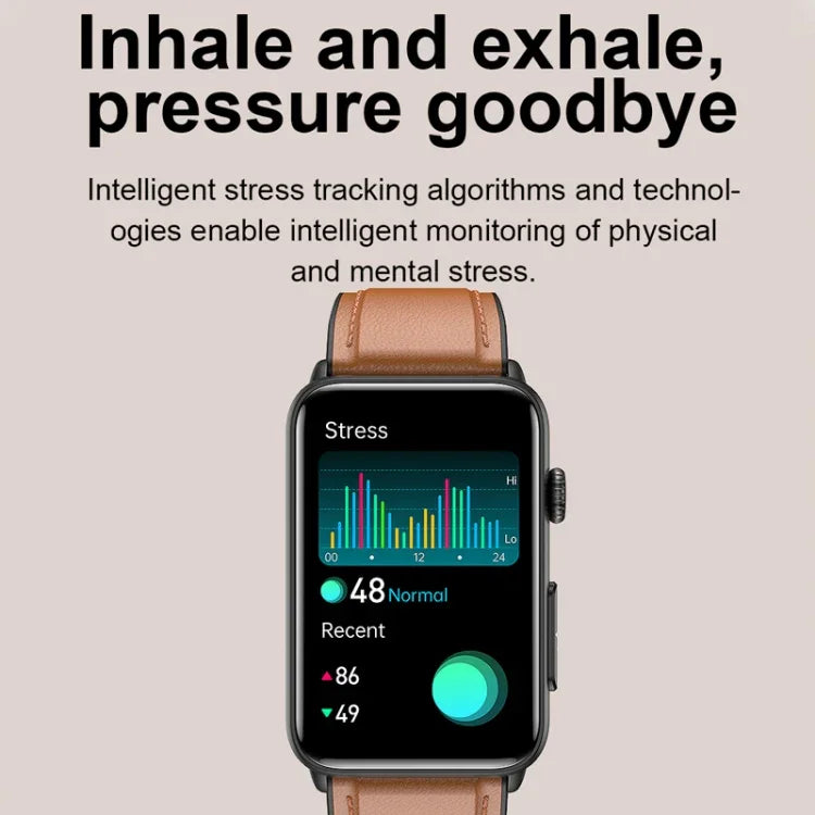 Smartwatch mit Ringfunktion, EKG, Temperaturanzeige, Herzfrequenzmessung, Blutdruckmessung, Bluetooth-Sprachausgabe, erhältlich in Schwarz (Silikon), Rot (Silikon), Blau (Silikon), Schwarz (Leder) und Braun (Leder).