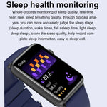 Smartwatch mit Ringfunktion, EKG, Temperaturanzeige, Herzfrequenzmessung, Blutdruckmessung, Bluetooth-Sprachausgabe, erhältlich in Schwarz (Silikon), Rot (Silikon), Blau (Silikon), Schwarz (Leder) und Braun (Leder).