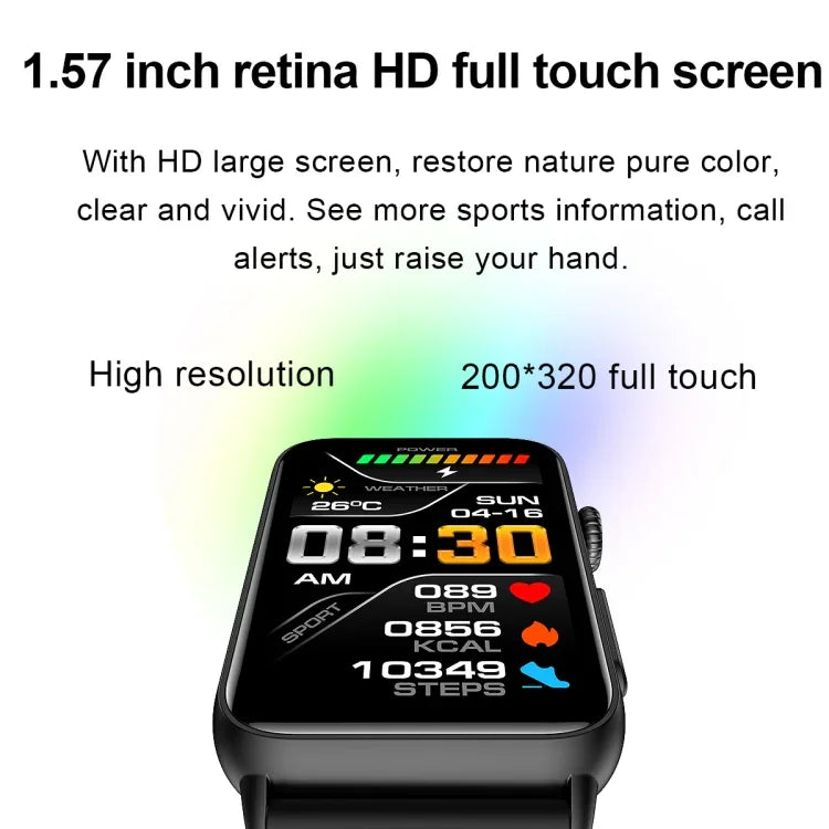 Smartwatch mit Ringfunktion, EKG, Temperaturanzeige, Herzfrequenzmessung, Blutdruckmessung, Bluetooth-Sprachausgabe, erhältlich in Schwarz (Silikon), Rot (Silikon), Blau (Silikon), Schwarz (Leder) und Braun (Leder).