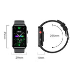 Smartwatch mit Ringfunktion, EKG, Temperaturanzeige, Herzfrequenzmessung, Blutdruckmessung, Bluetooth-Sprachausgabe, erhältlich in Schwarz (Silikon), Rot (Silikon), Blau (Silikon), Schwarz (Leder) und Braun (Leder).
