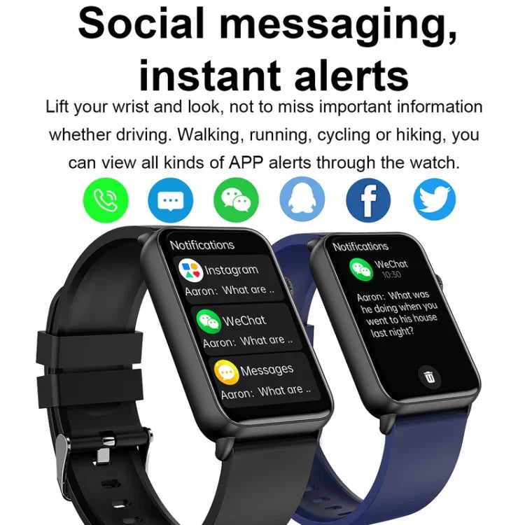 Smartwatch mit Ringfunktion, EKG, Temperaturanzeige, Herzfrequenzmessung, Blutdruckmessung, Bluetooth-Sprachausgabe, erhältlich in Schwarz (Silikon), Rot (Silikon), Blau (Silikon), Schwarz (Leder) und Braun (Leder).