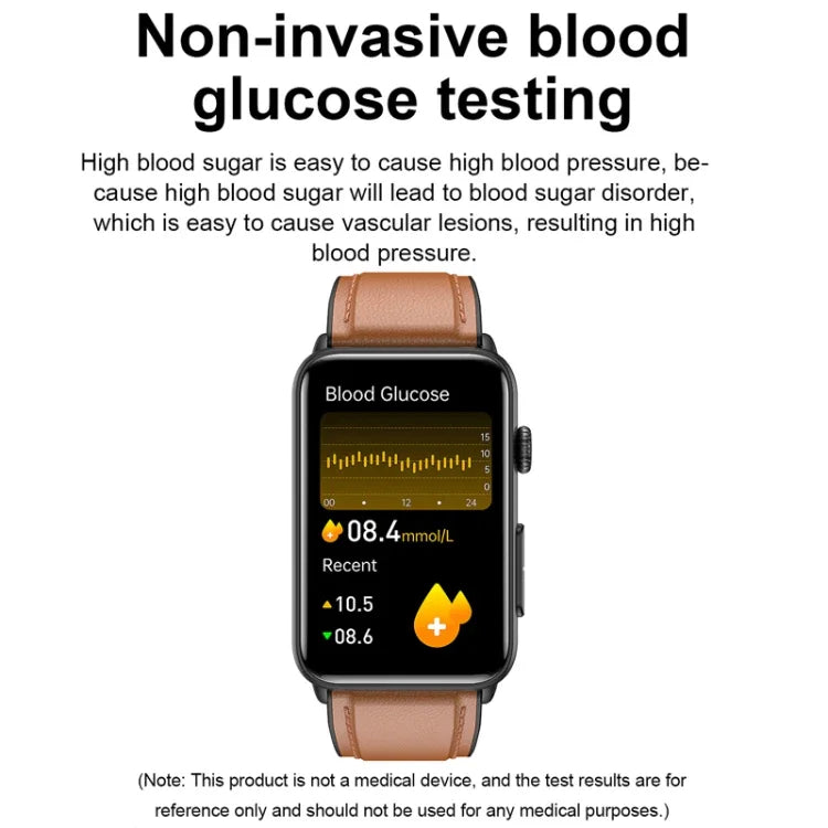 Smartwatch mit Ringfunktion, EKG, Temperaturanzeige, Herzfrequenzmessung, Blutdruckmessung, Bluetooth-Sprachausgabe, erhältlich in Schwarz (Silikon), Rot (Silikon), Blau (Silikon), Schwarz (Leder) und Braun (Leder).