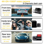 M700A 3-Kanal-Auto-Rekorder 4K UHD Front + 1080P Innen + 2K Hinten + GPS + WIFI Dash Cam, M700A