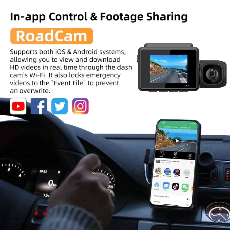 M700A 3-Kanal-Auto-Rekorder 4K UHD Front + 1080P Innen + 2K Hinten + GPS + WIFI Dash Cam, M700A