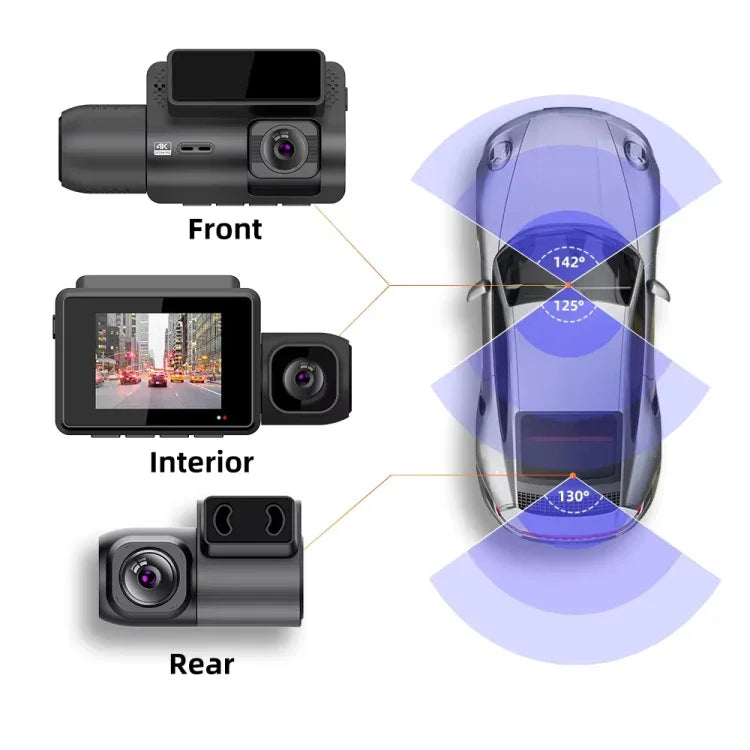 M700A 3-Kanal-Auto-Rekorder 4K UHD Front + 1080P Innen + 2K Hinten + GPS + WIFI Dash Cam, M700A