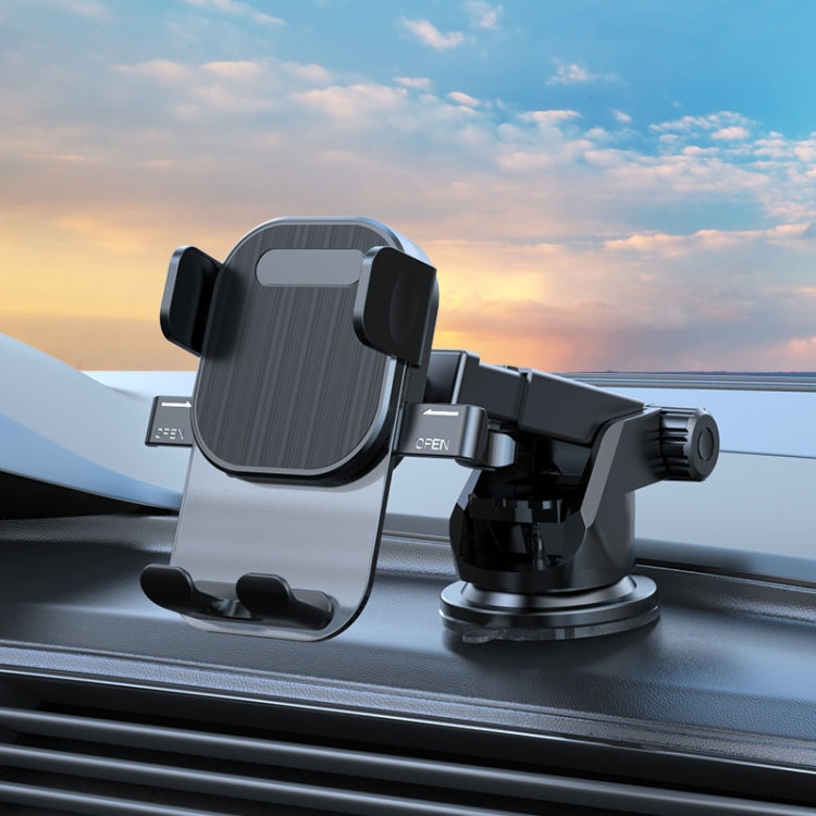 Car Suction Cup Dashboard Automatic Lock Mobile Phone Holder, Glossy Telescopic Base, Glossy Waterfall Base, Brushed Telescopic Base, Brushed Waterfall Base, Black Air Outlet, Orange Air Outlet, Black Telescopic, Orange Telescopic, Black Waterfall     ...