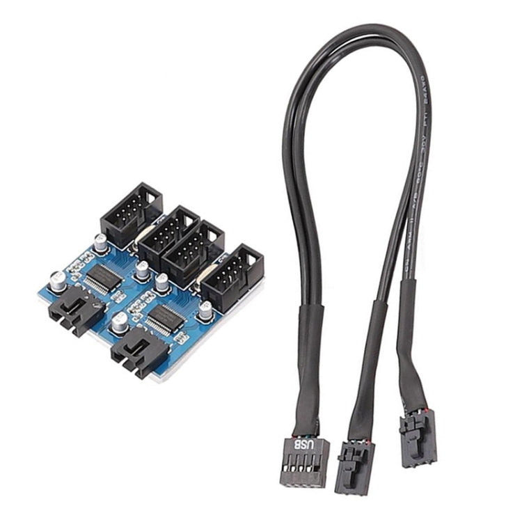 Mainboard 9-Pin USB2.0 1-zu-4 Verlängerungskabel mit Chip, unterstützt mehrere Schnittstellen zur gemeinsamen Nutzung, 1-zu-4