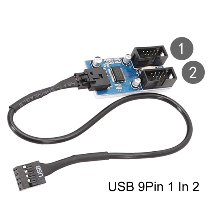 Mainboard 9-Pin USB2.0 1-zu-2 Verlängerungskabel mit Chip, unterstützt mehrere Schnittstellen zur gemeinsamen Nutzung, 1-zu-2