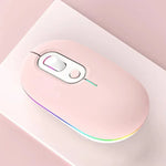 Wiederaufladbare beleuchtete lautlose kabellose Maus, 2,4G Rosa, 2,4G Blau, 2,4G Grün, 2,4G+Bluetooth Rosa, 2,4G+Bluetooth Blau, 2,4G+Bluetooth Grün