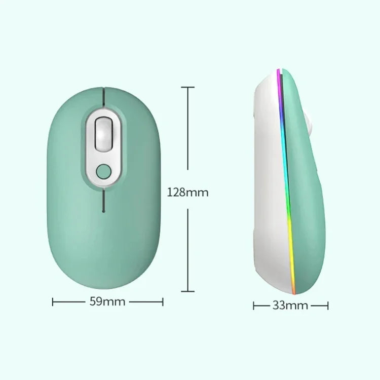 Wiederaufladbare beleuchtete lautlose kabellose Maus, 2,4G Rosa, 2,4G Blau, 2,4G Grün, 2,4G+Bluetooth Rosa, 2,4G+Bluetooth Blau, 2,4G+Bluetooth Grün