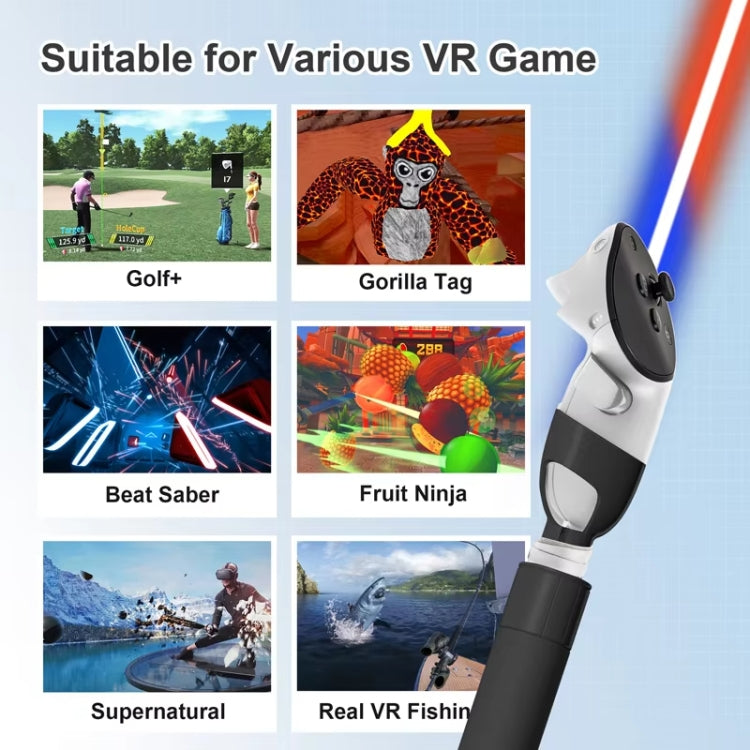 DEVASO Für Meta Quest 3S / 3 Game Lightsaber Golf Game Verlängerungsstange Baseballschläger-Griff Zubehör