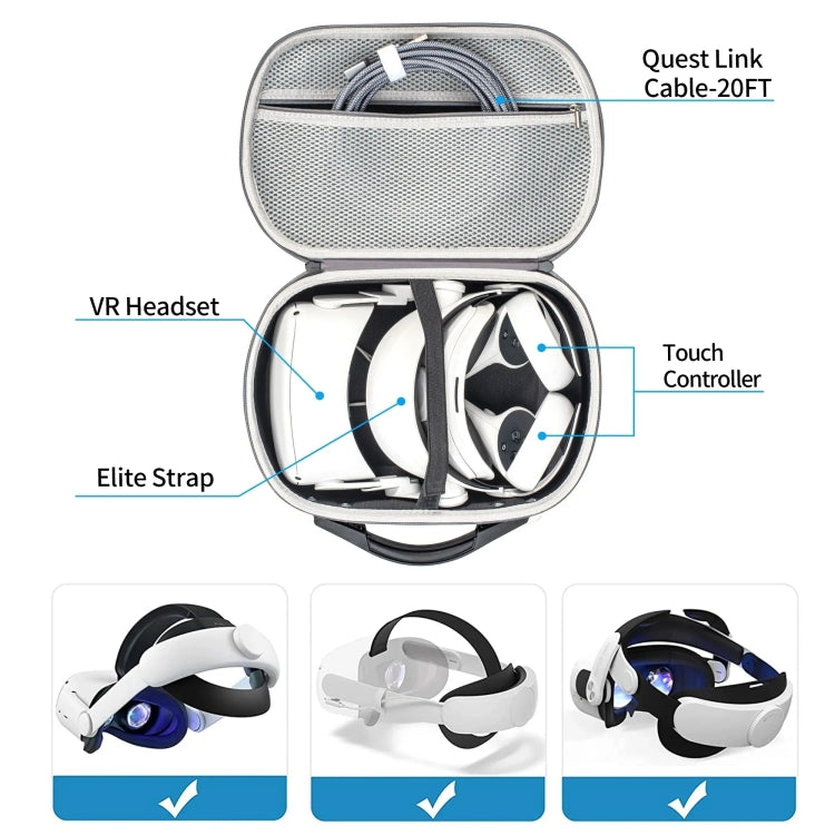 DEVASO Große Tragetasche Organizer Schutzhülle für Meta Quest 3S / 3 / 2 / Pro / Pico 4