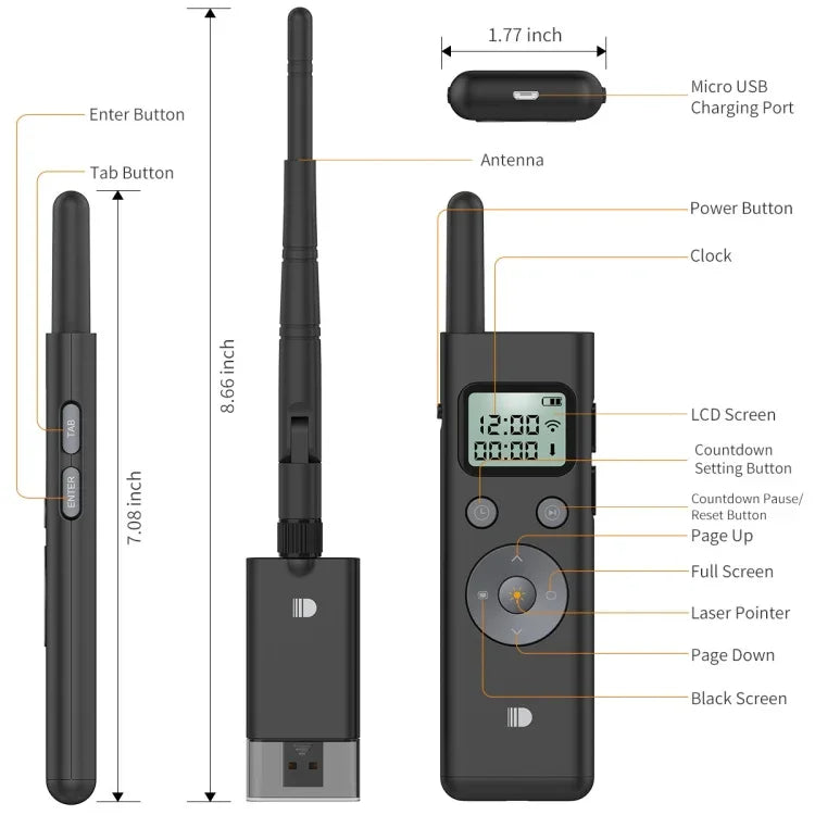 Doosl DSIT037 300m Laserpointer mit großer Reichweite, grünes Licht, Seitenwender, DSIT037