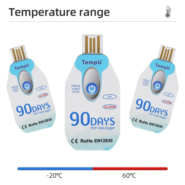 TempU Einweg-Temperaturrekorder für Kühlketten-Transportfahrzeuge, 30 Tage, 60 Tage, 90 Tage