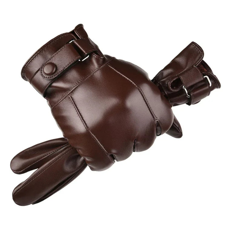 Herbst Winter Herren Lederhandschuhe PU Samt Warm Reiten Fahren Touchscreen Handschuhe, Durchschnittlich