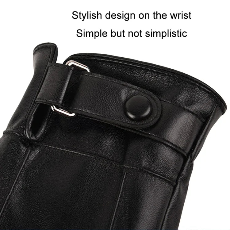 Herbst Winter Herren Lederhandschuhe PU Samt Warm Reiten Fahren Touchscreen Handschuhe, Durchschnittlich