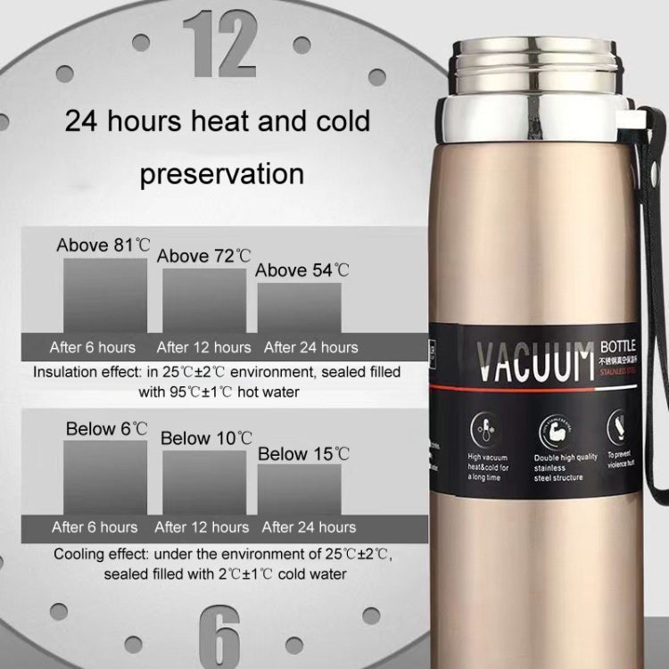 316 Stainless Steel Insulated Mug Large Capacity Vacuum Thermos Outdoor Portable Car Insulated Water Bottle, 800ml, 1000ml