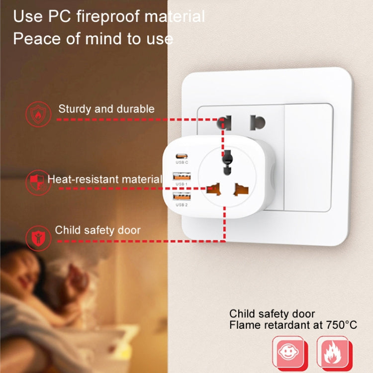 Universal-Konverterstecker 2USB+Typ-C Smart-Konverter-Steckdose, UK-Stecker, US-Stecker, EU-Stecker