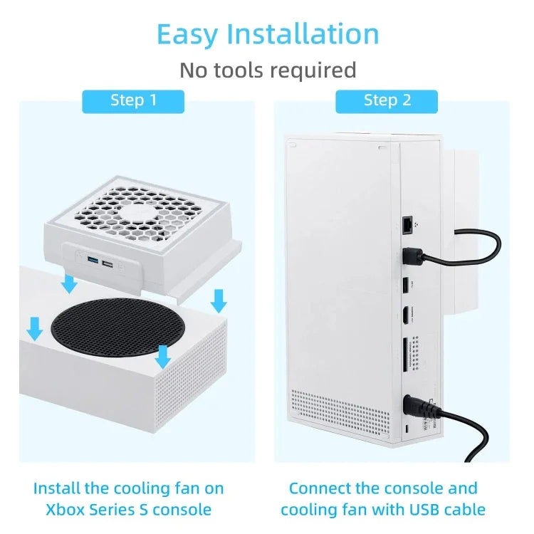 Für die XBOX Series S Konsole: Seitlich montierter Lüfter mit RGB-Farbbeleuchtung für den Radiator
