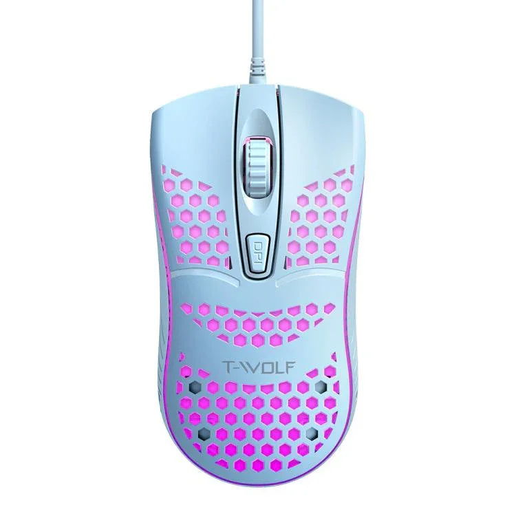 T-WOLF V15 Honeycomb Kabelgebundene USB-Gaming-Maus mit RGB-Beleuchtung, ergonomisches Hollow-Design für PC, Büro, Heimgebrauch