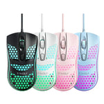 T-WOLF V15 Honeycomb Kabelgebundene USB-Gaming-Maus mit RGB-Beleuchtung, ergonomisches Hollow-Design für PC, Büro, Heimgebrauch