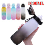 1000ml große Kapazität Tritan Wasserbecher Farbverlauf Outdoor Sport Wasserflasche