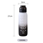 1000ml große Kapazität Tritan Wasserbecher Farbverlauf Outdoor Sport Wasserflasche