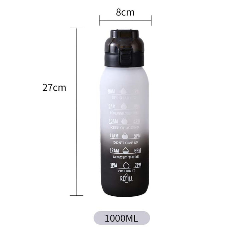 1000ml große Kapazität Tritan Wasserbecher Farbverlauf Outdoor Sport Wasserflasche
