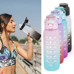 1000ml große Kapazität Tritan Wasserbecher Farbverlauf Outdoor Sport Wasserflasche