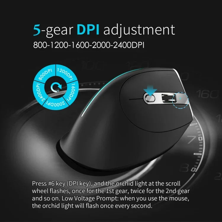 ZELOTES F36 9-Tasten vertikaler ergonomischer programmierbarer Griff Dual Bluetooth + 2.4G kabellose Maus, F36 (weiß), F36 (schwarz)
