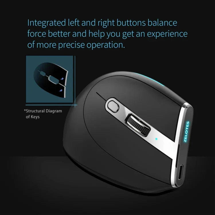 ZELOTES F36 9-Tasten vertikaler ergonomischer programmierbarer Griff Dual Bluetooth + 2.4G kabellose Maus, F36 (weiß), F36 (schwarz)