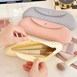 Silikon-Aufbewahrungstasche für Make-up-Pinsel, tragbar, ideal für Reisen, Kosmetik-Organizer mit großem Fassungsvermögen